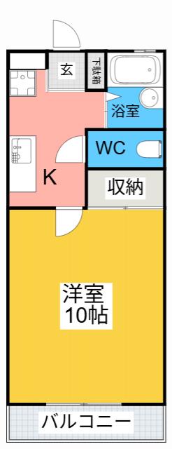 サンシティデンマークII(1K/1階)の間取り写真
