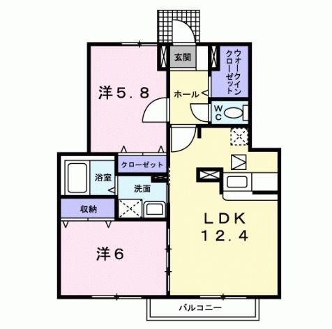 パインヒルズ(2LDK/1階)の間取り写真