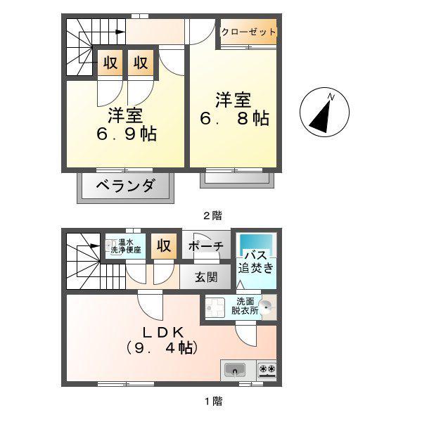 ブランシェリス(2LDK/1階)の間取り写真