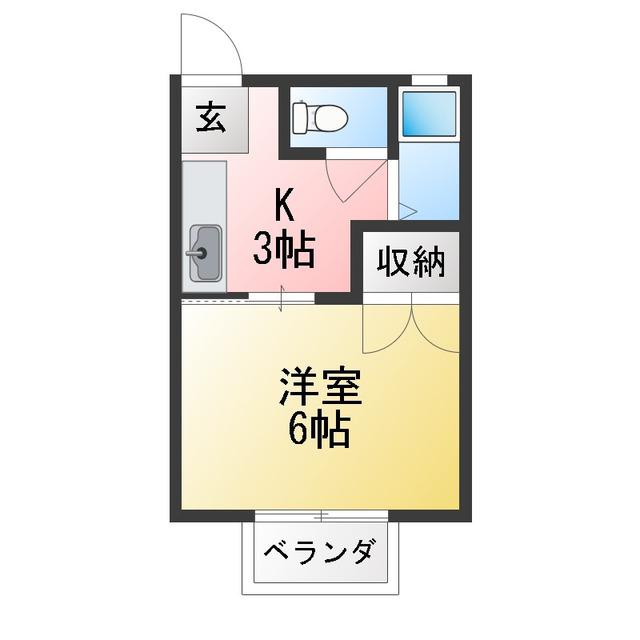 マーメイドハイツ白塚(1K/2階)の間取り写真