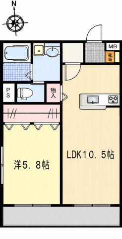 パイン・バレー(1LDK/2階)の間取り写真