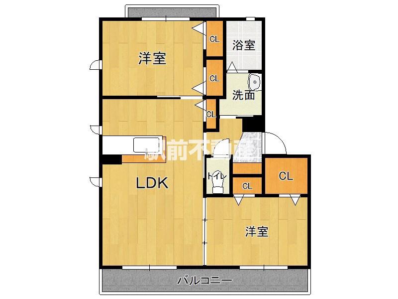 アンリシールMIYAKATSU(2LDK/2階)の間取り写真