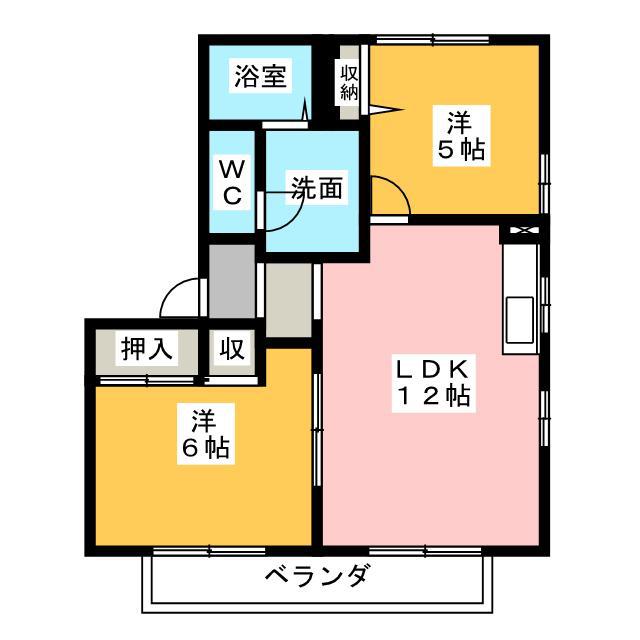 サンビレッジD棟(2LDK/1階)の間取り写真