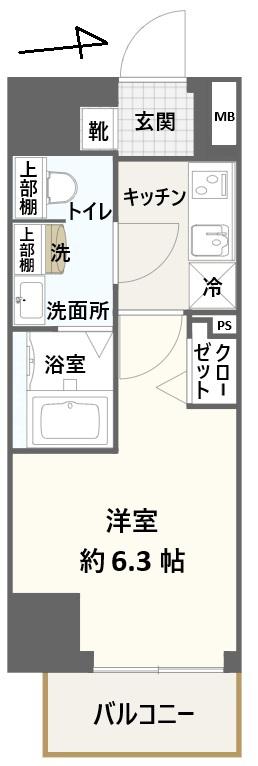 CREST TAPP川崎港町(1K/5階)の間取り写真