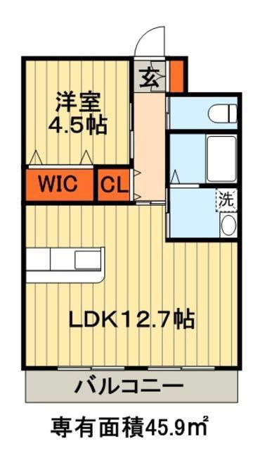 ウィズダム(1LDK/2階)の間取り写真