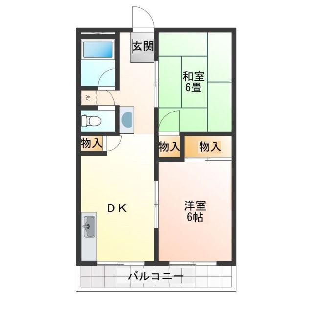 STELLA GARDEN水戸白梅(2DK/2階)の間取り写真