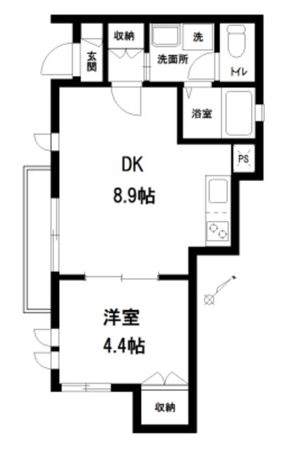 プランタン(1LDK/1階)の間取り写真