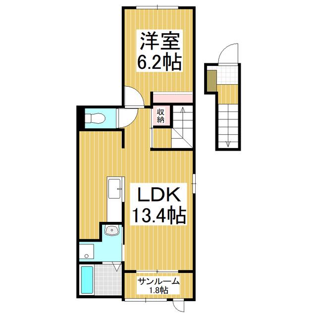 LUMTERE東横(1LDK/2階)の間取り写真