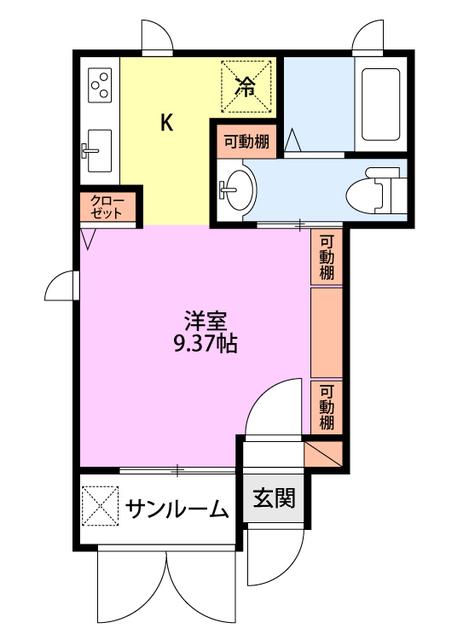 COMMON関屋大川前 A棟(ワンルーム/1階)の間取り写真
