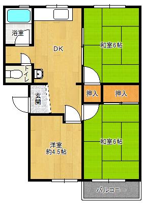 有野台公社(3DK/4階)の間取り写真