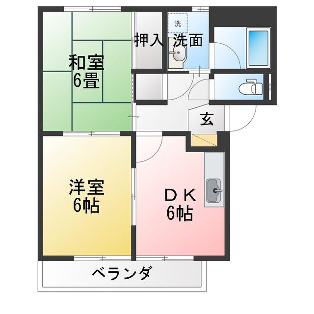 サンフォレストB(2DK/2階)の間取り写真