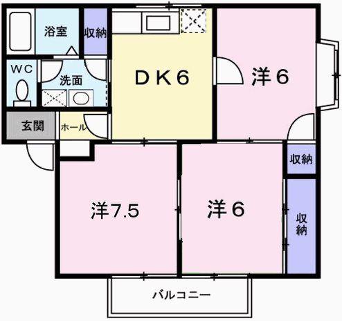 ハイツ渚(3DK/2階)の間取り写真