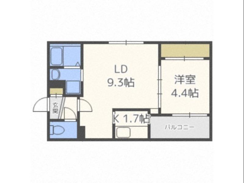 ボア ソルテ平岸(1LDK/4階)の間取り写真