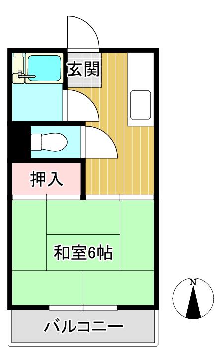 旭ハイツ(1K/2階)の間取り写真