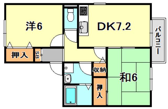 ビバーチェ須磨(2DK/1階)の間取り写真