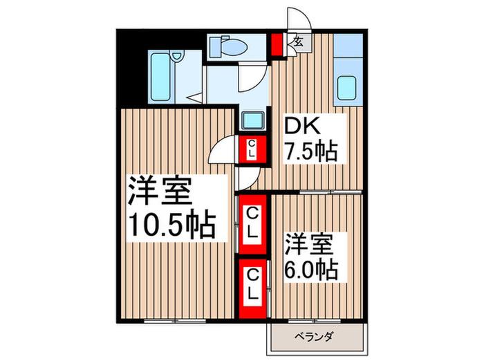 プラザ幸喜(2DK/3階)の間取り写真