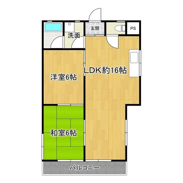 桂コーポ月出里(2LDK/2階)の間取り写真