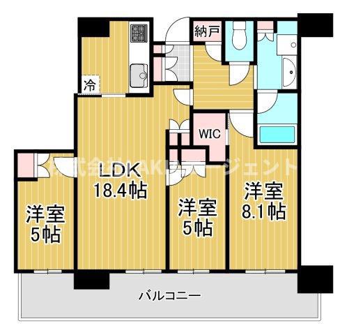 ザ・パークハウス中之島タワー(3LDK/50階)の間取り写真