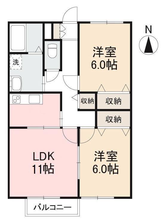 サンフィールドI(2LDK/2階)の間取り写真