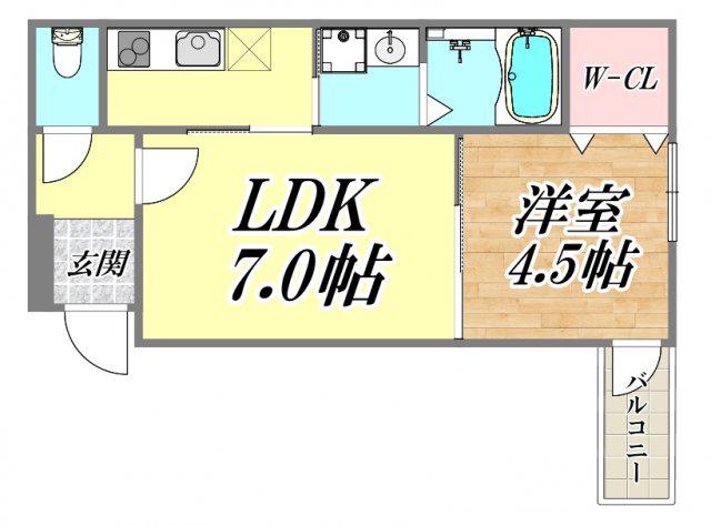フジパレス尼崎西浦公園3番館(1LDK/2階)の間取り写真