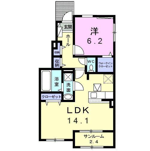 プルーリオン(1LDK/1階)の間取り写真