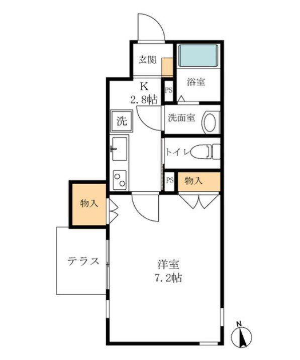 八日町メゾン(1K/1階)の間取り写真