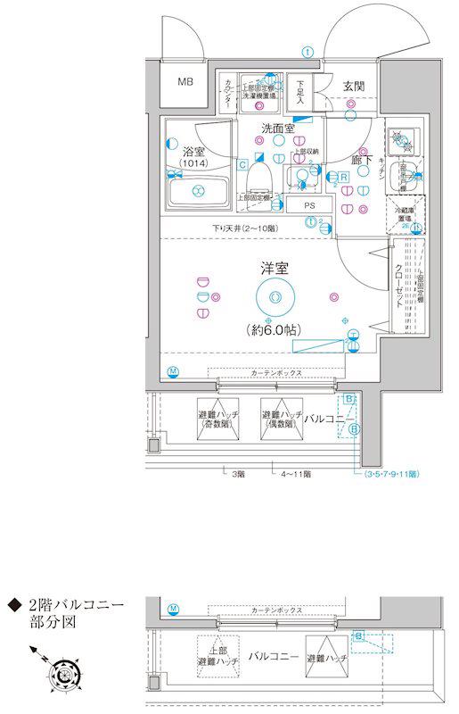 LEA横濱関内弐番館(1K/2階)の間取り写真