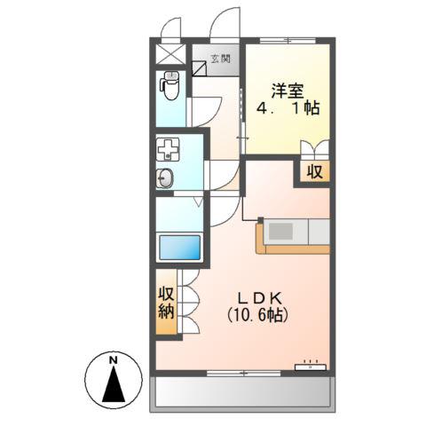 プランドール(1LDK/1階)の間取り写真