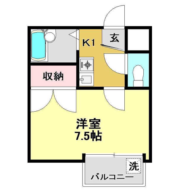 ピュアセントハウス(1K/3階)の間取り写真