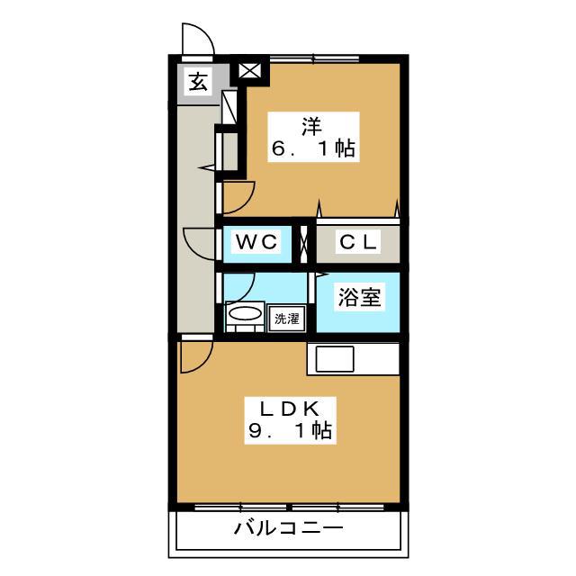 樽見鉄道 東大垣駅 徒歩8分 3階建 築24年(1LDK/3階)の間取り写真