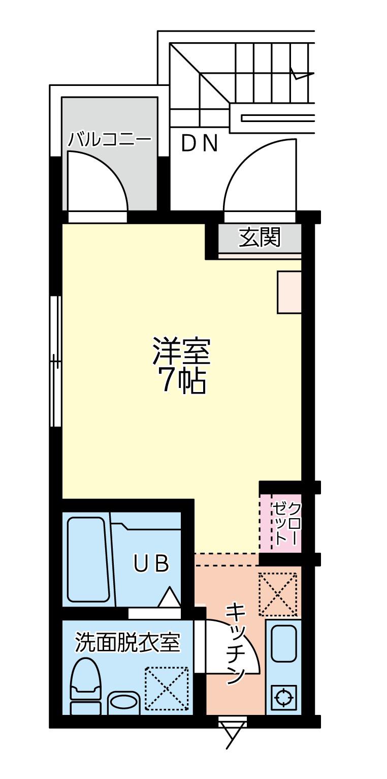 フラット子安通(ワンルーム/2階)の間取り写真