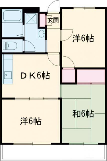 エスパサール福生(3DK/2階)の間取り写真