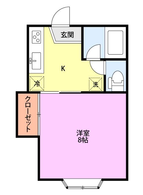 ハイツパッシフルI(1K/2階)の間取り写真