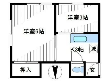 翠雲荘(2K/2階)の間取り写真
