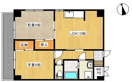 第2沖根マンション(2LDK/3階)の間取り写真