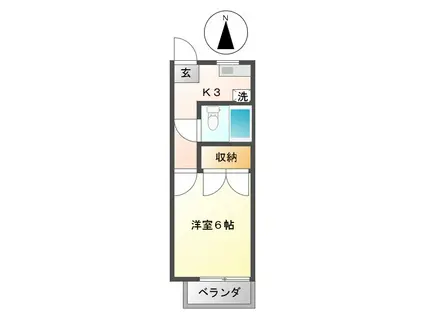 ローズハウス(1K/2階)の間取り写真