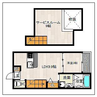 DREAMSTAGEEUPHORIA福岡東(1SLDK/2階)の間取り写真