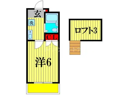 ドルフィンハウスA・B(1K/2階)の間取り写真