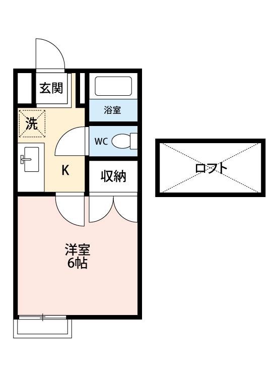 戸崎ハイツ B(1K/1階)の間取り写真