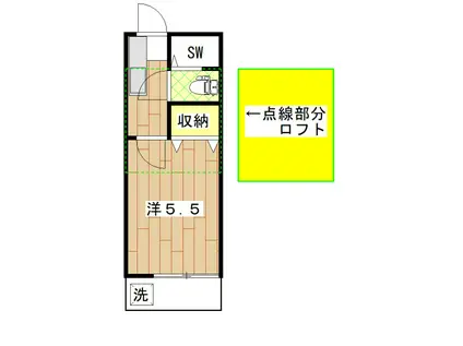 クレスト清水町(1K/2階)の間取り写真