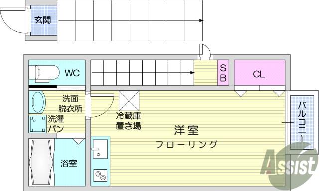 シャイン柏木(ワンルーム/2階)の間取り写真