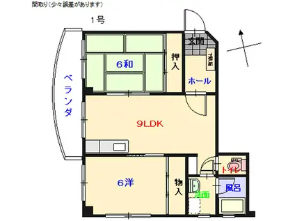 コーポみき(2LDK/4階)の間取り写真