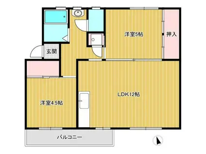 左近山団地5街区6号棟(2LDK/5階)の間取り写真