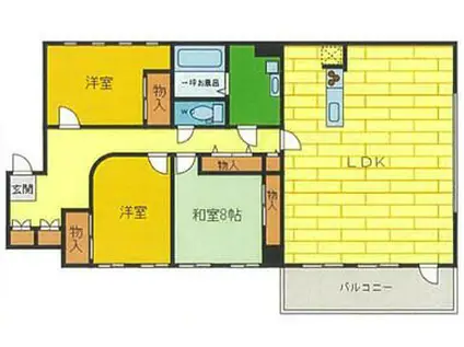 ガーデンヒルズ松茂(3LDK/6階)の間取り写真