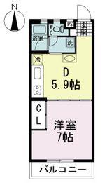 コーラルマンション(1DK/1階)の間取り写真