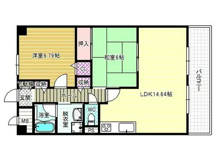 メゾンポレール(2LDK/1階)の間取り写真