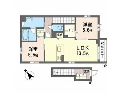 SHA MAISON J(2LDK/2階)の間取り写真