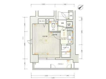 エステムコート神戸・県庁前(1K/7階)の間取り写真