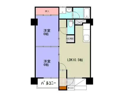 サンハイツ中屋敷A(2LDK/1階)の間取り写真