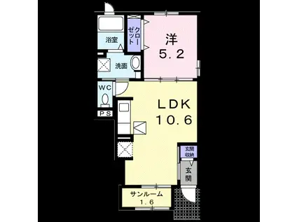 ウエストガーデンVII(1LDK/1階)の間取り写真